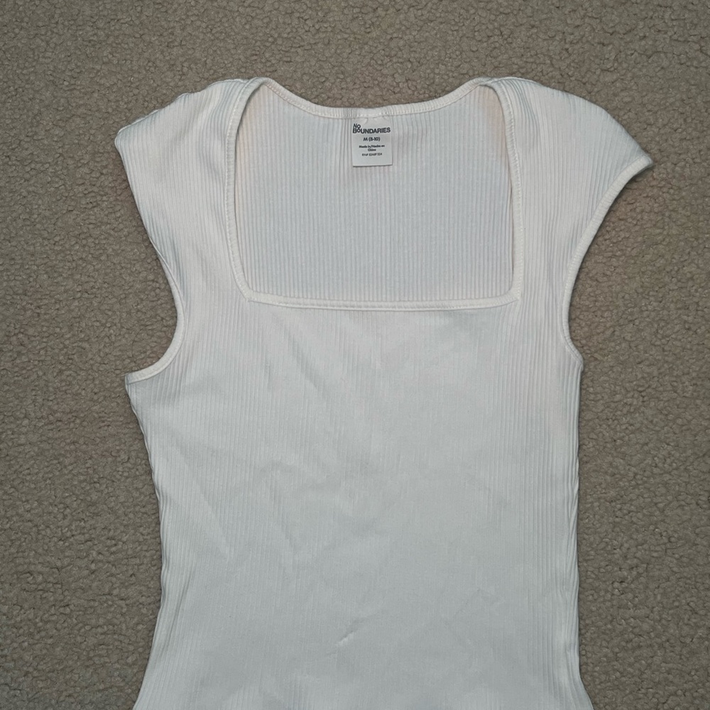 No Boundaries White Ribbed Tank Top